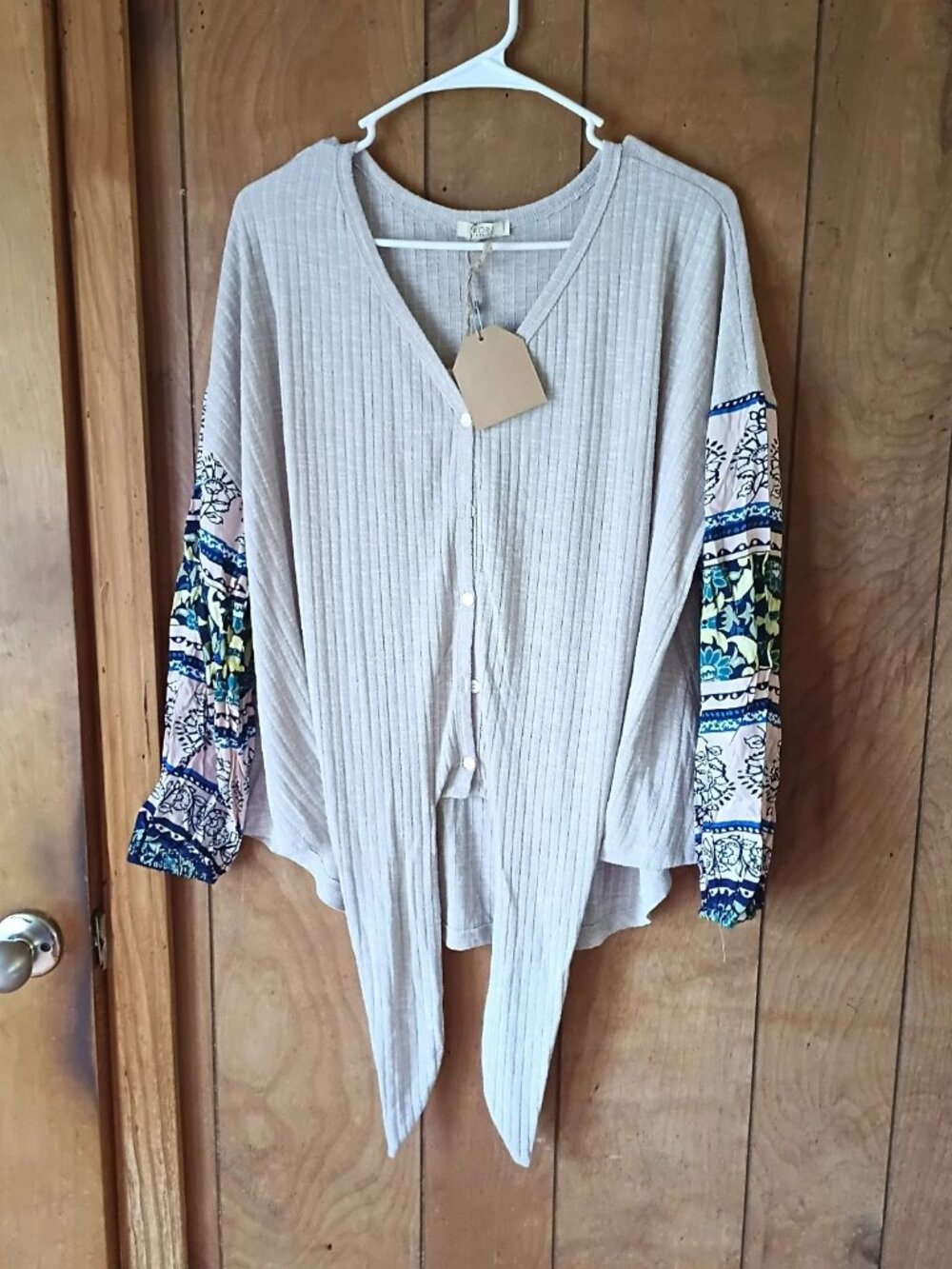 Kori NWT Boho Tie Front Button Cardigan Top Size S